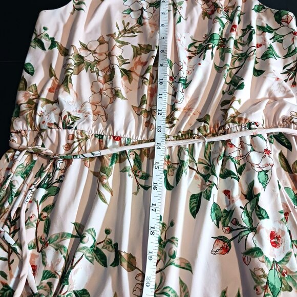 London Times Light Pink Floral Sleeveless Cropped Jersey Jumpsuit Size 6 - Picture 13 of 16